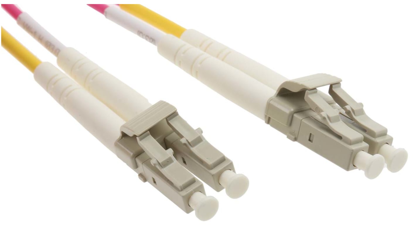 Cable de fibra óptica RS PRO OM4, con A: LC, con B: LC, long. 10m, funda de , funda libre de halógenos y bajo nivel de