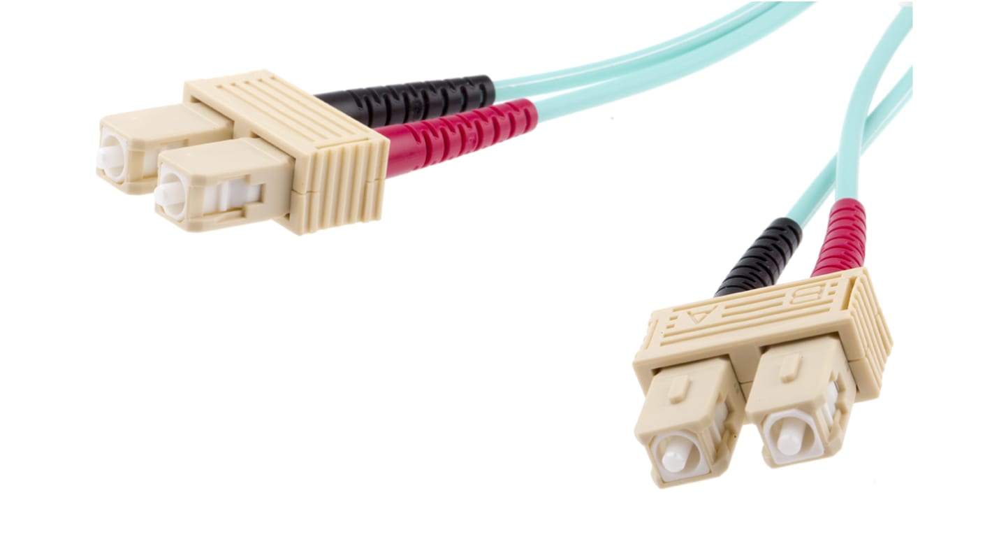 Cable de fibra óptica RS PRO OM3, con A: SC, con B: SC, long. 3m, funda libre de halógenos y bajo nivel de humo Azul,