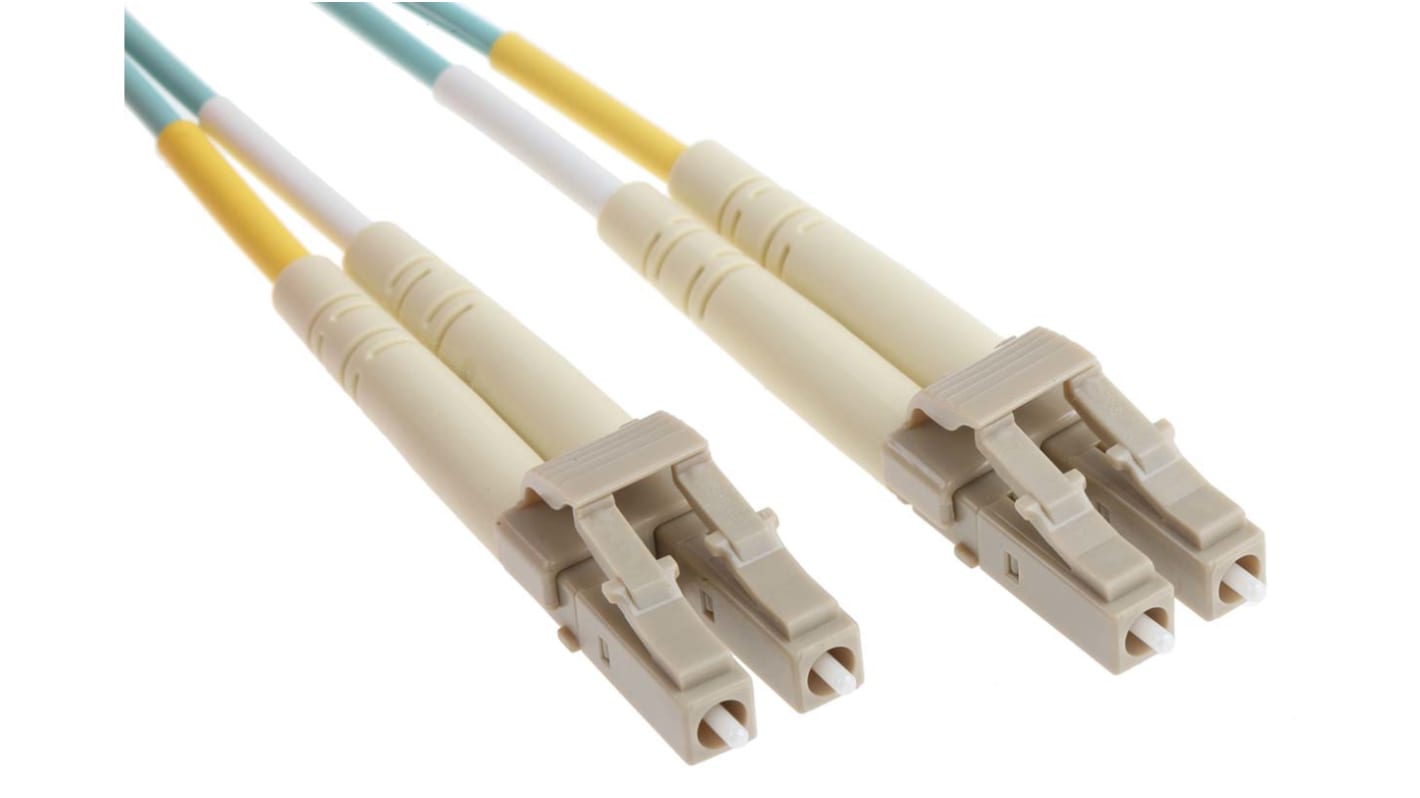 Cable de fibra óptica RS PRO OM3, con A: LC, con B: LC, long. 3m, funda de , funda libre de halógenos y bajo nivel de