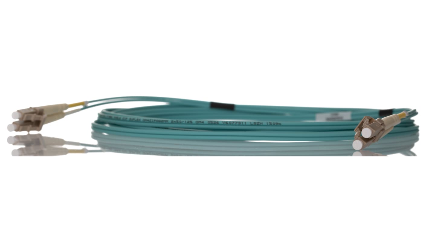 Cable de fibra óptica RS PRO OM4, con A: LC, con B: LC, long. 3m, funda de , funda libre de halógenos y bajo nivel de