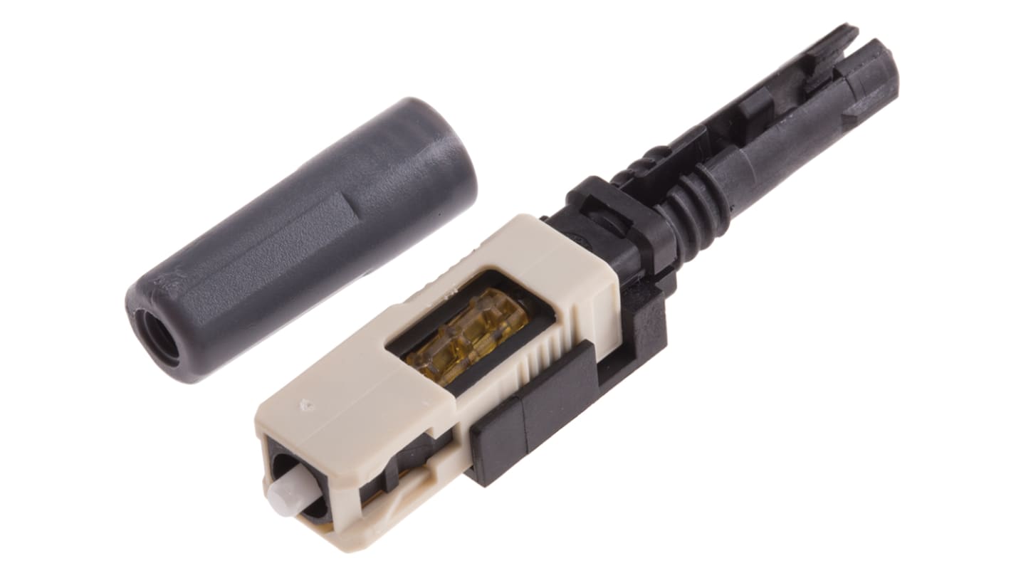 Conector de fibra óptica SC RS PRO, de color Beige, pulido PC, Multimodo, Símplex, para fibra de 50/125μm, OM3, p.