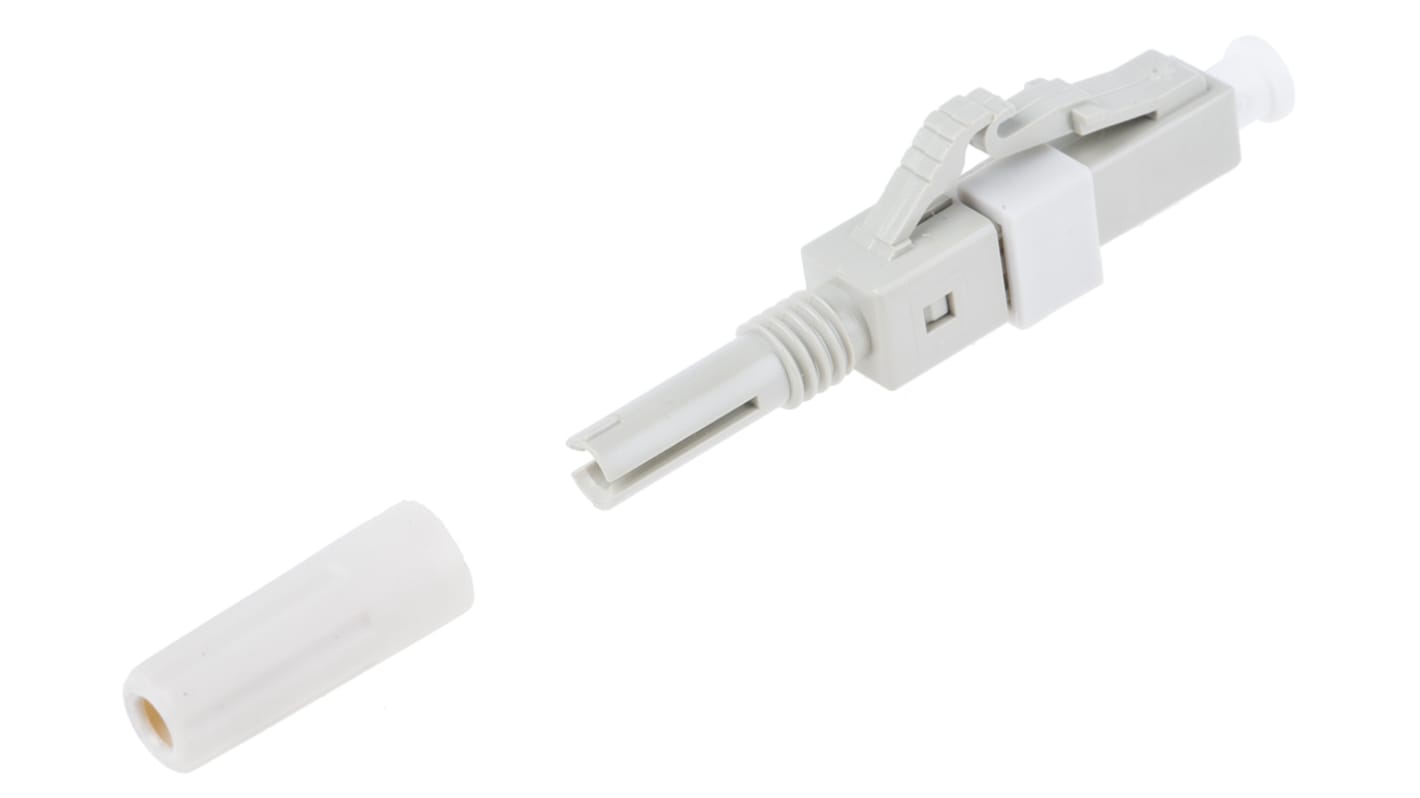 Conector de fibra óptica LC RS PRO, de color Beige, pulido PC, Multimodo, Símplex, para fibra de 50/125μm, OM3, p.