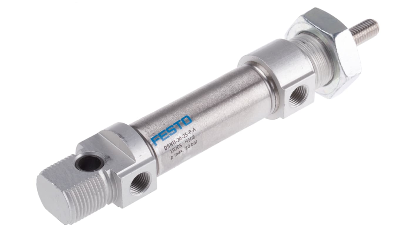 Siłownik pneumatyczny skok: 25mm Festo Ø 20mm dwustronnego działania Action 157mm Elastomer DSNU-20-25-P-A G 1/8