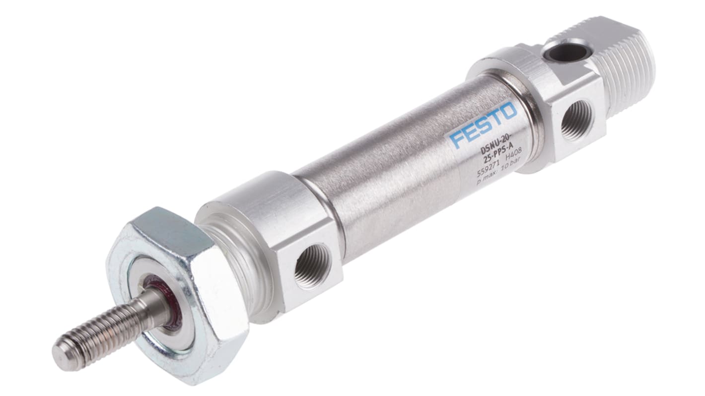 Festo Pneumatic Cylinder - 559271, 20mm Bore, 25mm Stroke, DSNU Series, Double Acting