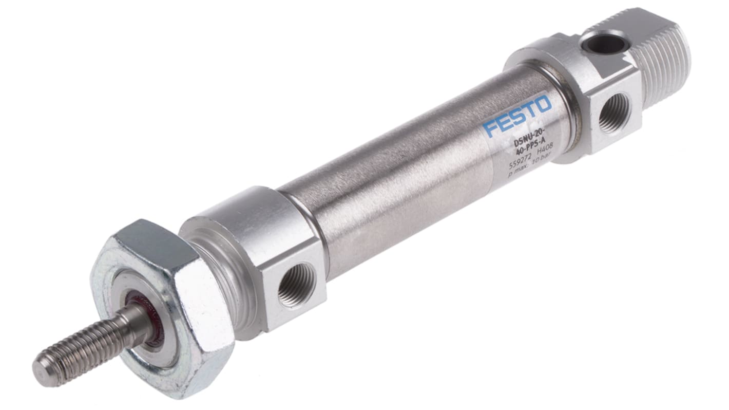 Festo Pneumatic Cylinder - 559272, 20mm Bore, 40mm Stroke, DSNU Series, Double Acting