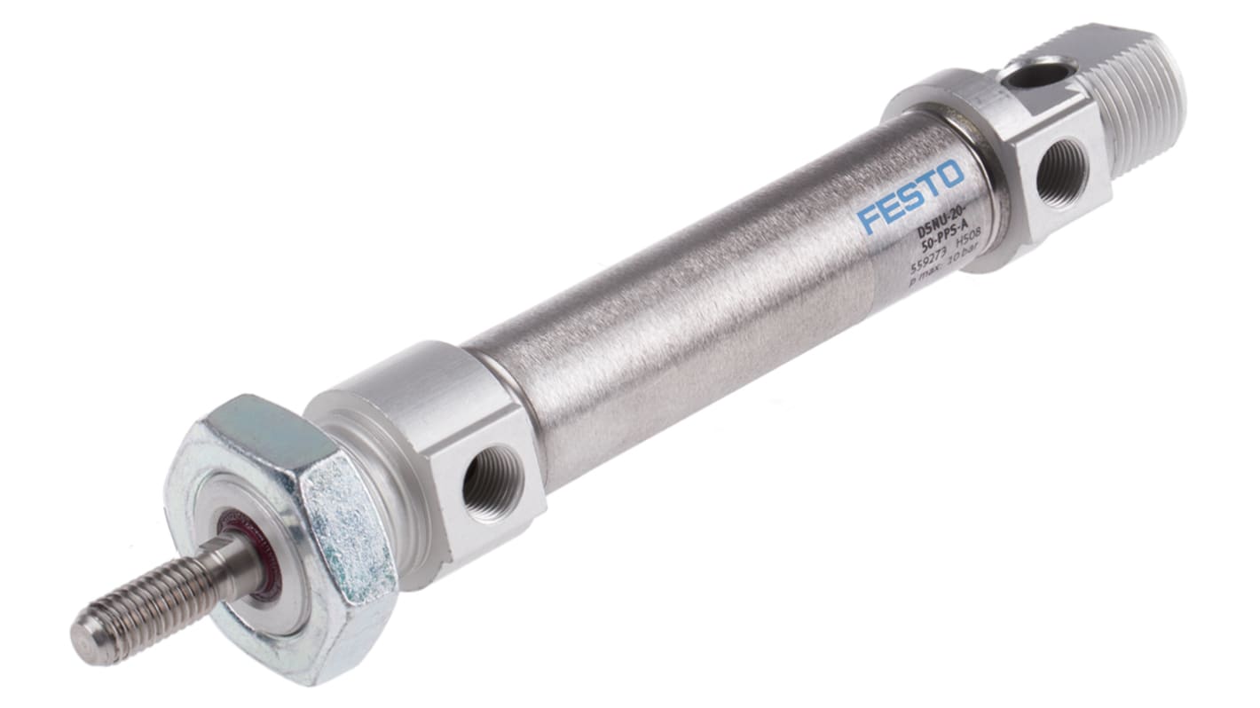 Festo Pneumatic Cylinder - 559273, 20mm Bore, 50mm Stroke, DSNU Series, Double Acting