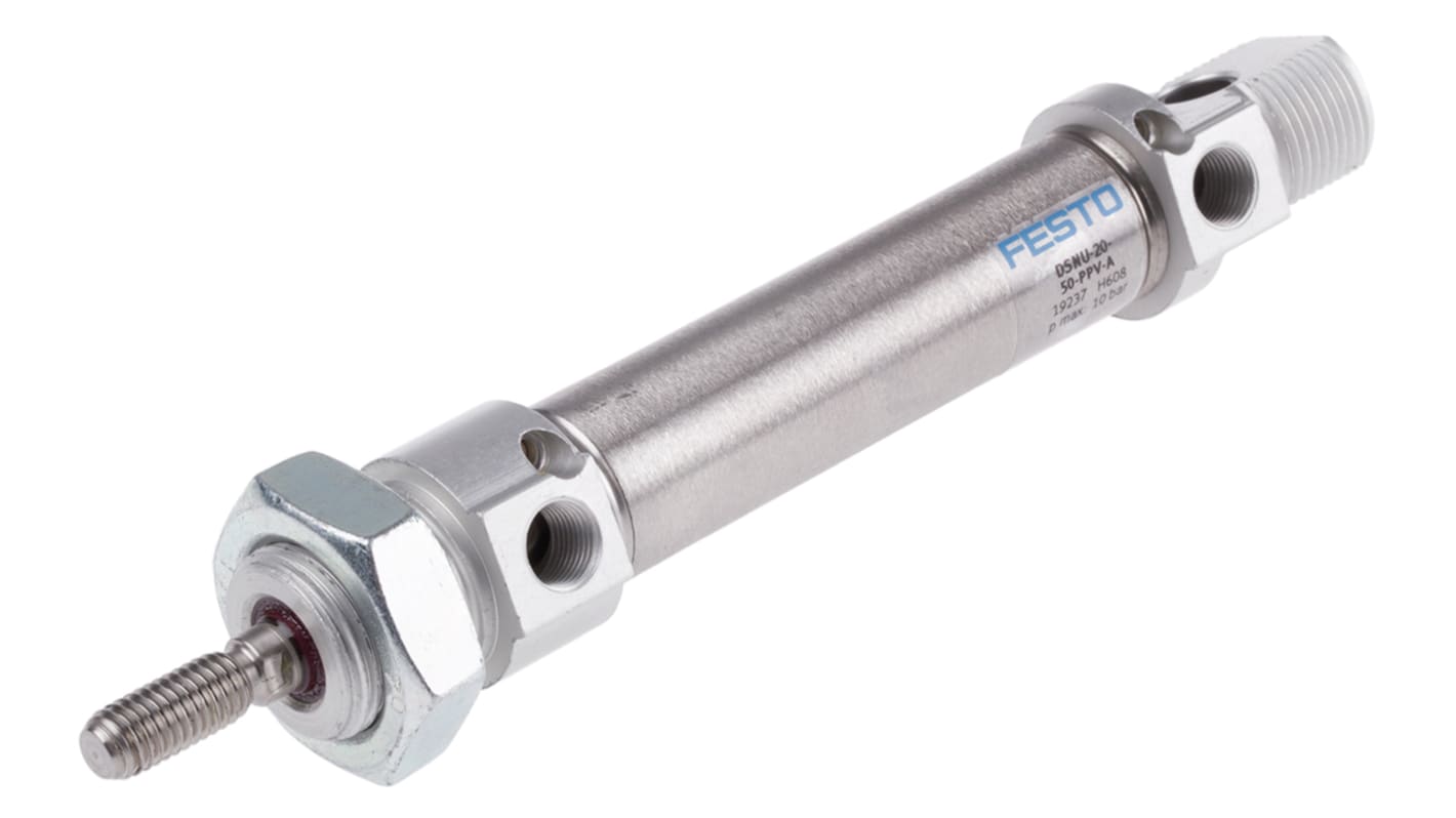 Festo Pneumatic Cylinder - 19237, 20mm Bore, 50mm Stroke, DSNU Series, Double Acting