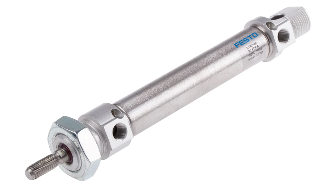 Festo Pneumatic Cylinder - 19238, 20mm Bore, 80mm Stroke, DSNU Series, Double Acting