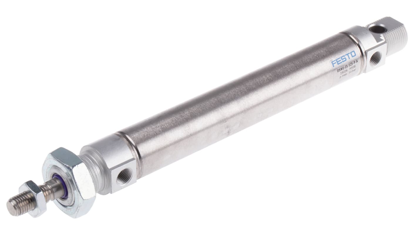 Festo Pneumatic Cylinder - 19224, 25mm Bore, 125mm Stroke, DSNU Series, Double Acting