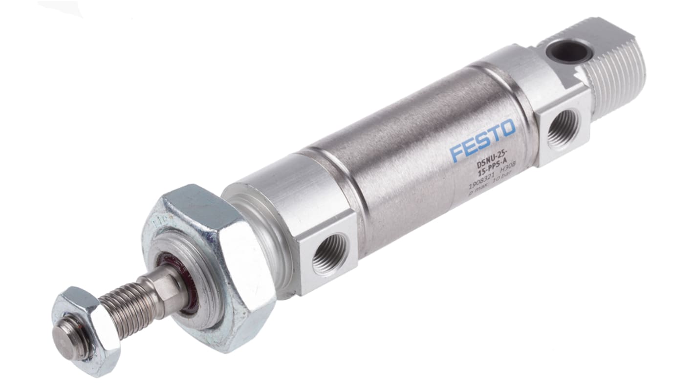 Cilindro pneumatico Festo DSNU 1908321, Doppio effetto, foro da 25mm, corsa 15mm, G 1/8, 10 bar max