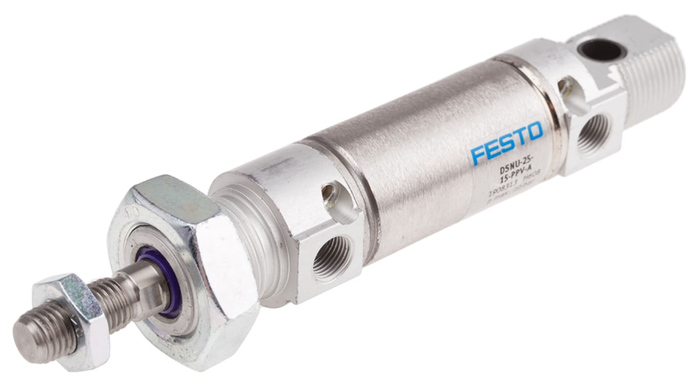 Festo エアシリンダ DSNUシリーズ ボア：25mm ストローク：15mm DSNU-25-15-PPV-A オス G 1/8