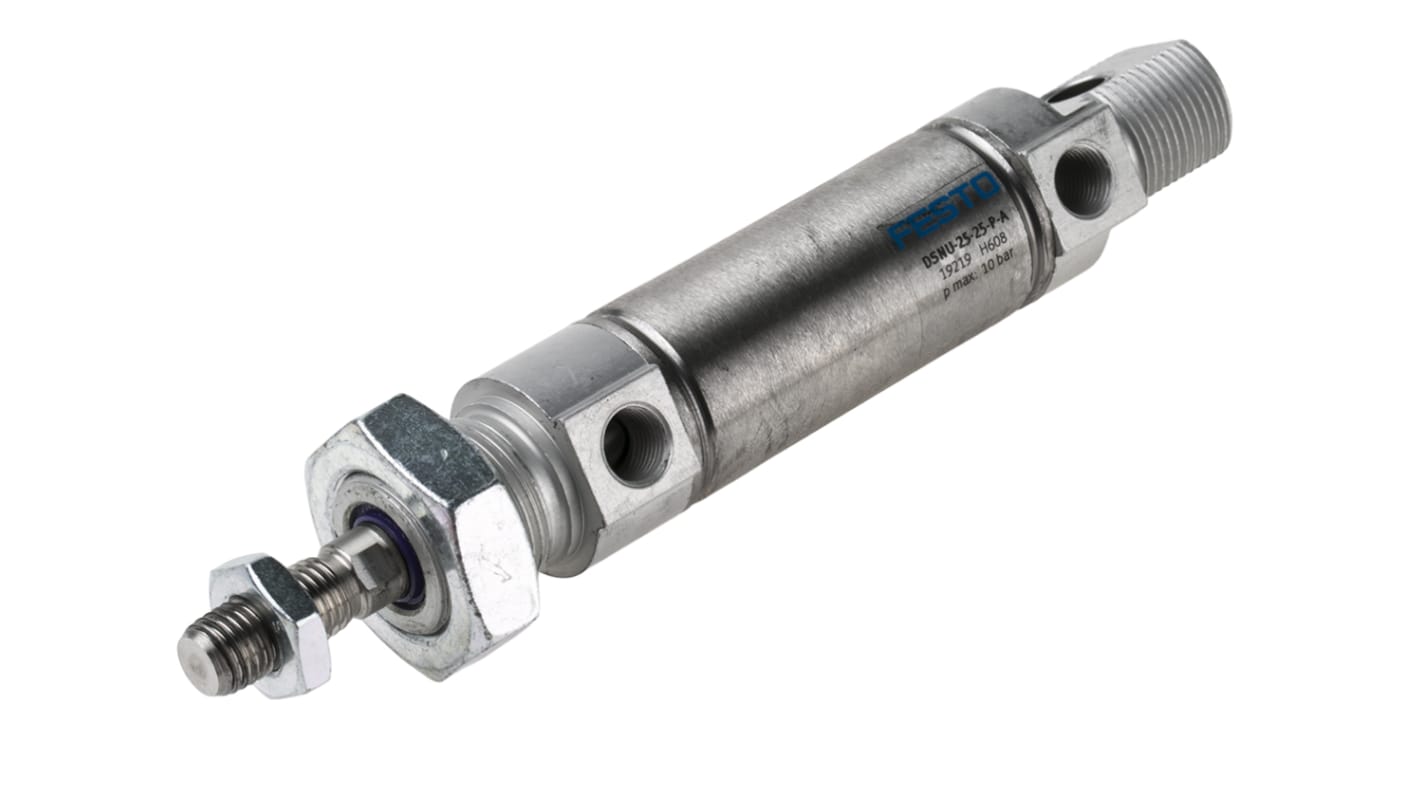 Festo Pneumatic Piston Rod Cylinder - 19219, 25mm Bore, 25mm Stroke, DSNU Series, Double Acting