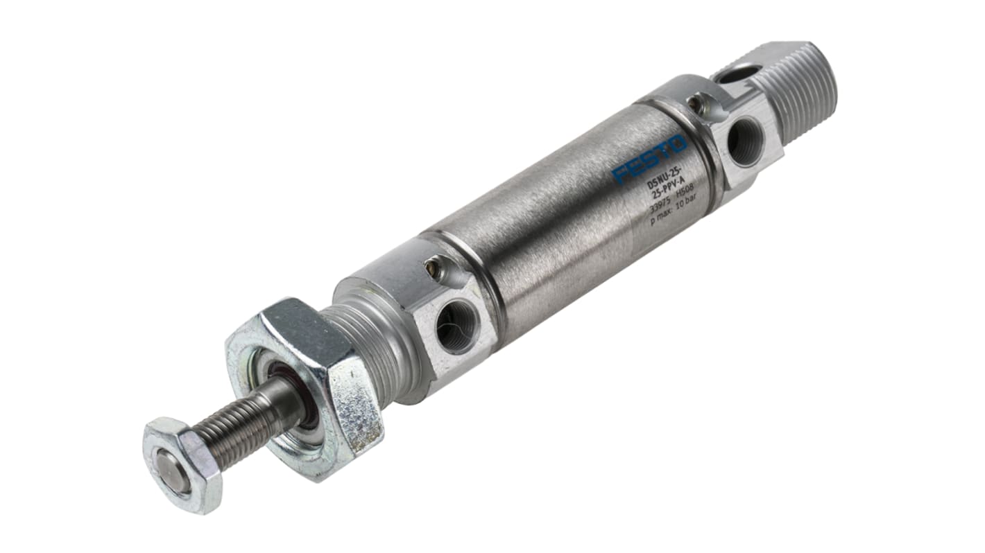 Festo DSNU 33975, G 1/8 Pneumatikzylinder doppeltwirkend, Bohrung Ø 25mm / Hub 25mm, bis 10 bar