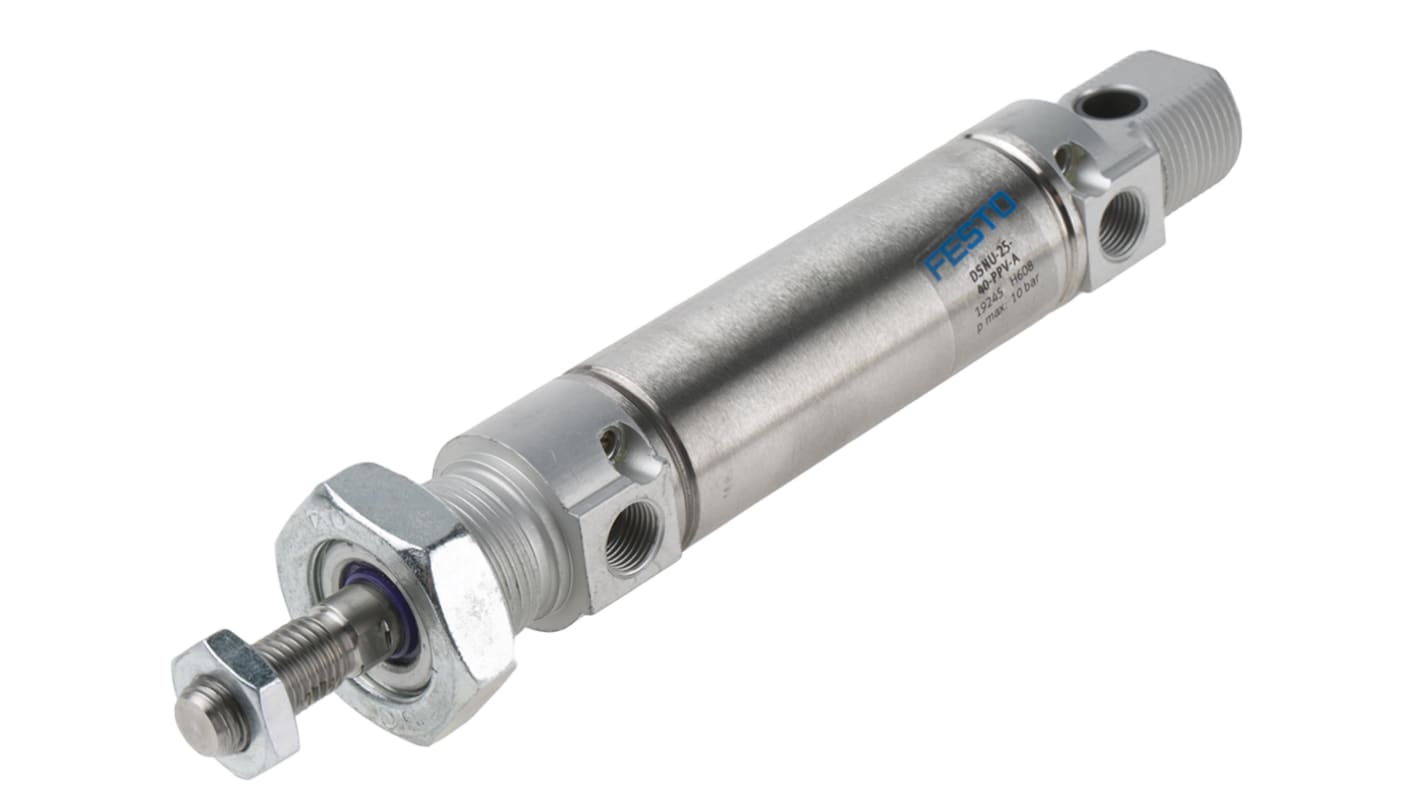 Festo Pneumatic Piston Rod Cylinder - 19245, 25mm Bore, 40mm Stroke, DSNU Series, Double Acting