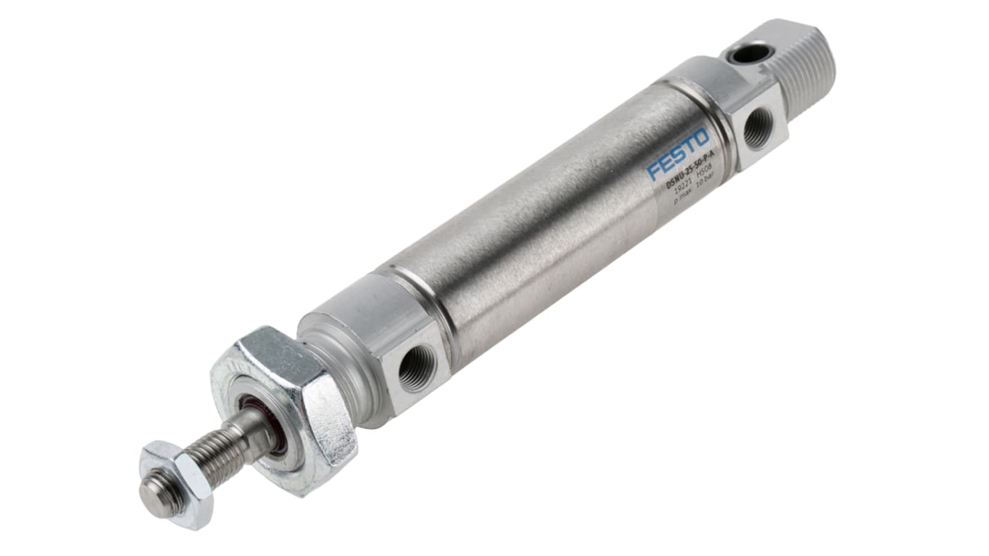 Festo Pneumatic Piston Rod Cylinder - 19221, 25mm Bore, 50mm Stroke, DSNU Series, Double Acting