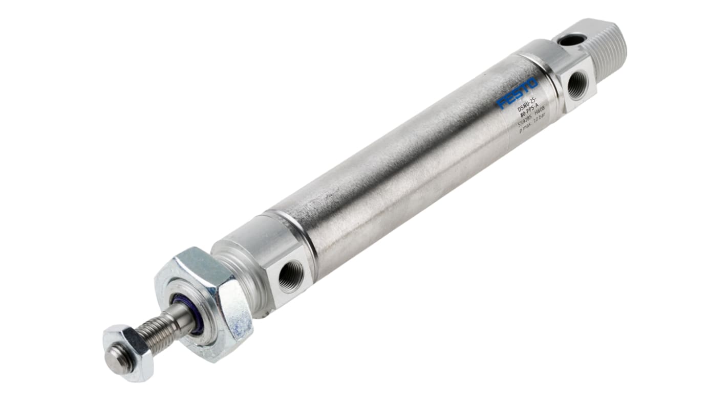 Festo Pneumatic Cylinder - 559285, 25mm Bore, 80mm Stroke, DSNU Series, Double Acting