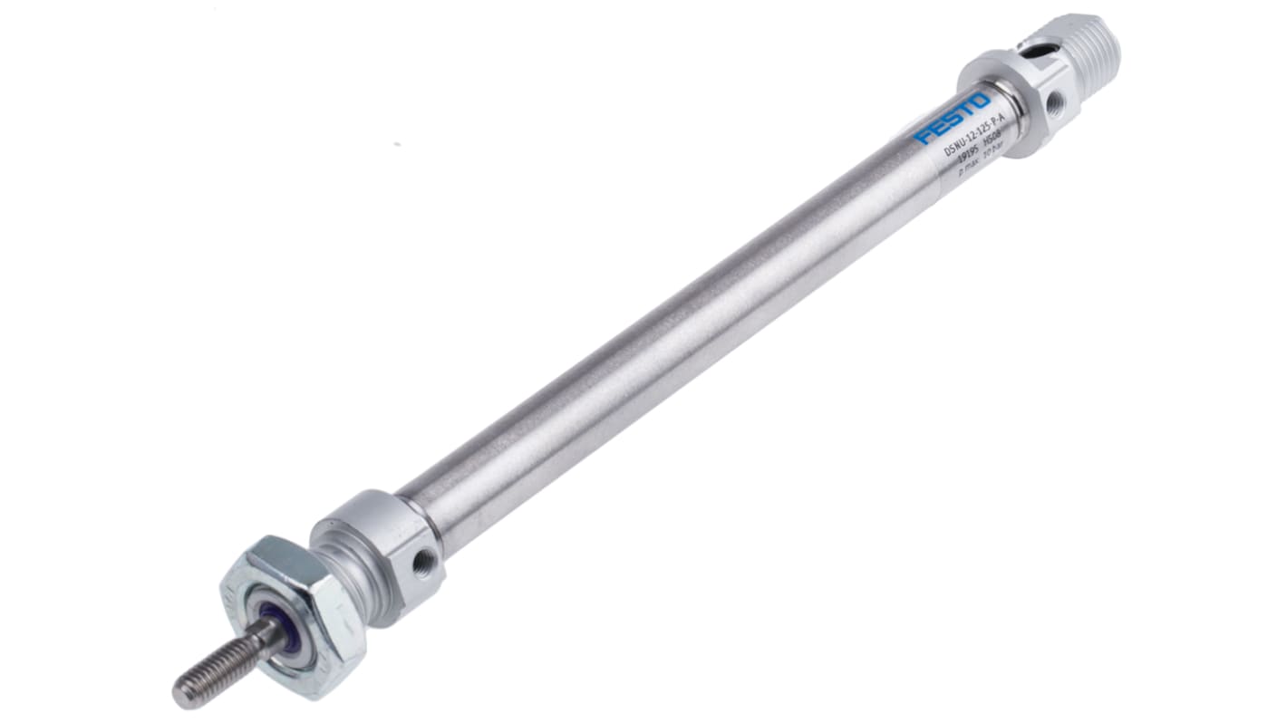 Festo Pneumatic Cylinder - 19195, 12mm Bore, 125mm Stroke, DSNU Series, Double Acting