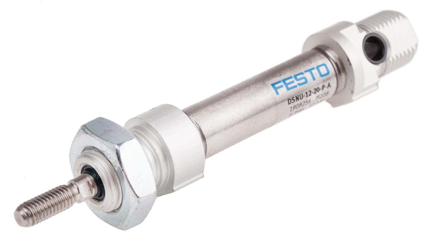 Cilindro pneumatico Festo DSNU 1908256, Doppio effetto, foro da 12mm, corsa 20mm, M5, 10 bar max