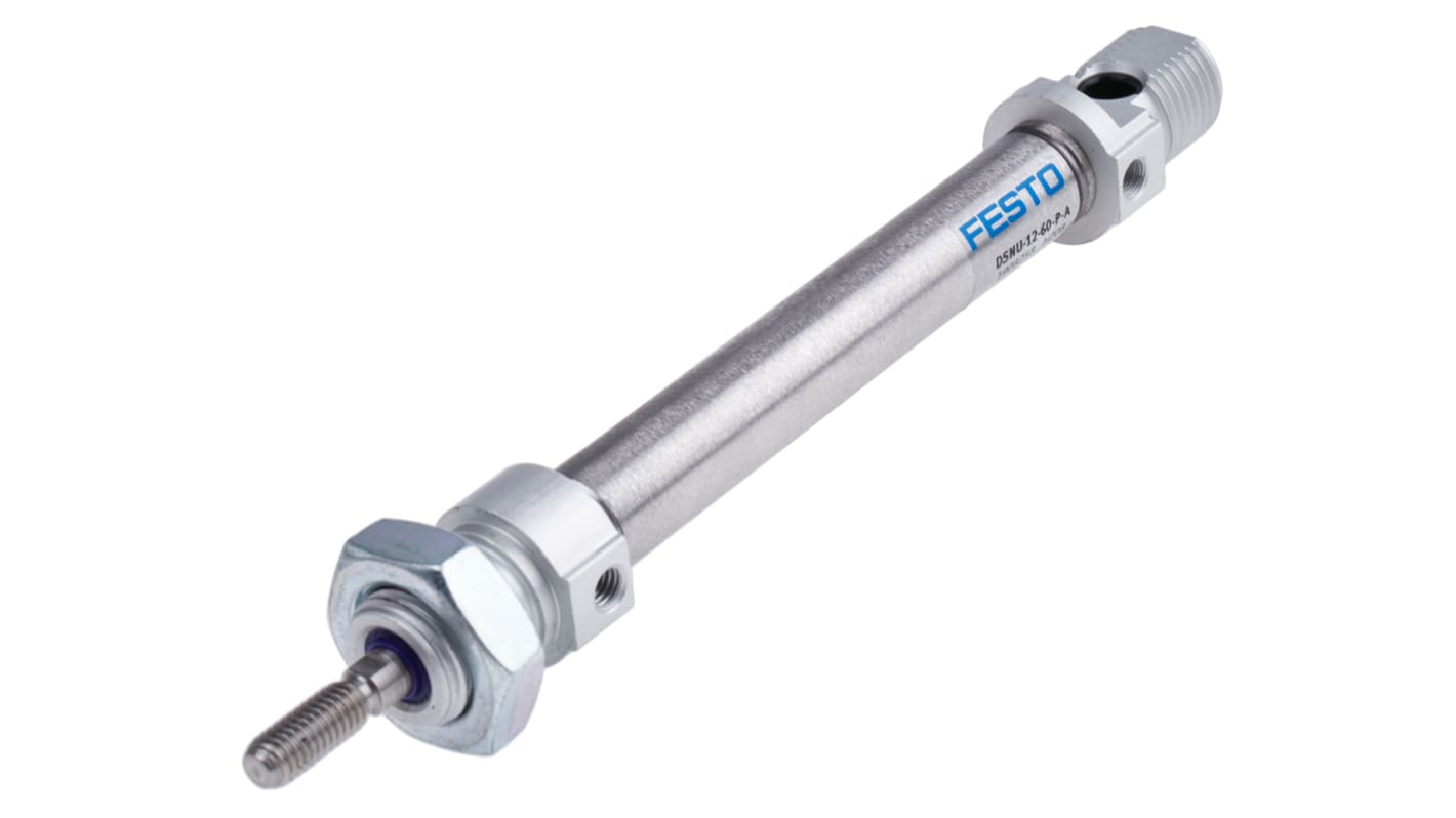 Festo Pneumatic Cylinder - 1908258, 12mm Bore, 60mm Stroke, DSNU Series, Double Acting