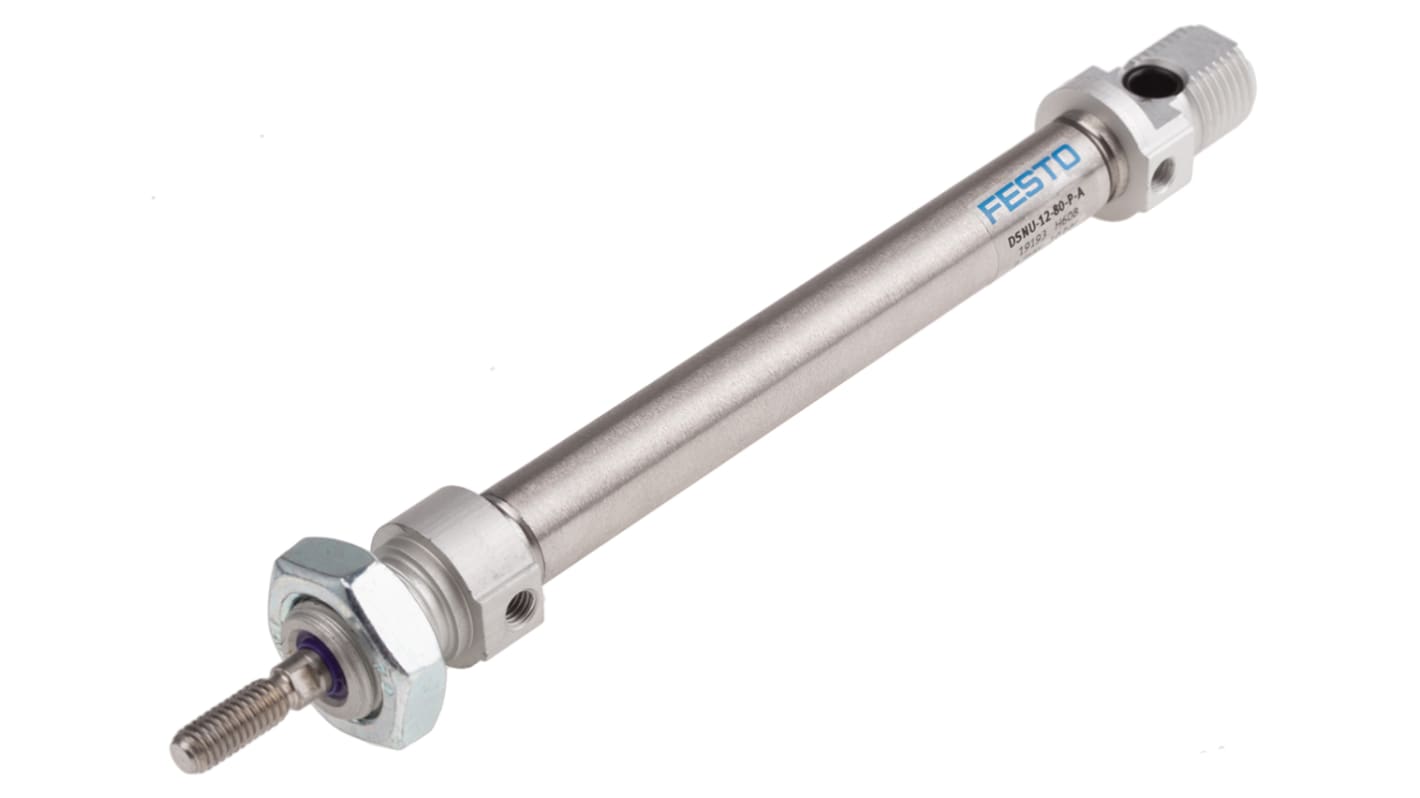 Festo Pneumatic Cylinder - 19193, 12mm Bore, 80mm Stroke, DSNU Series, Double Acting