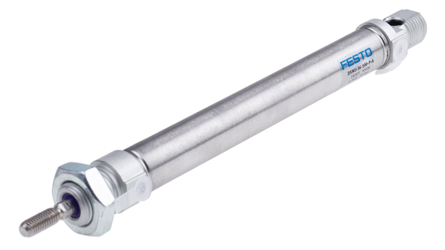 Festo Pneumatic Cylinder - 19203, 16mm Bore, 100mm Stroke, DSNU Series, Double Acting