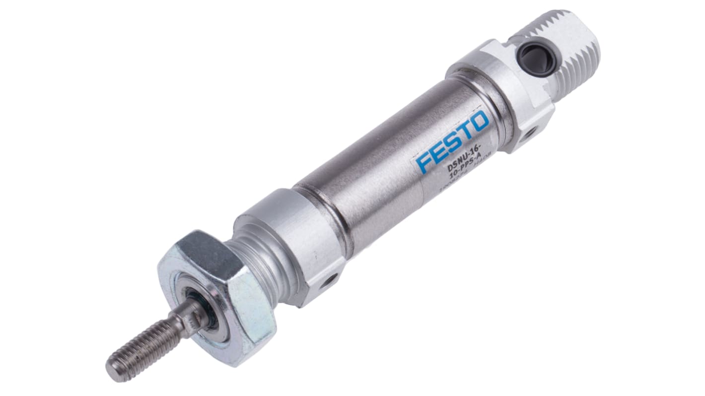 Festo Pneumatic Piston Rod Cylinder - 1908274, 16mm Bore, 10mm Stroke, DSNU Series, Double Acting