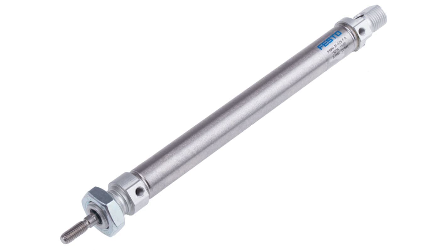 Festo Pneumatic Cylinder - 19204, 16mm Bore, 125mm Stroke, DSNU Series, Double Acting