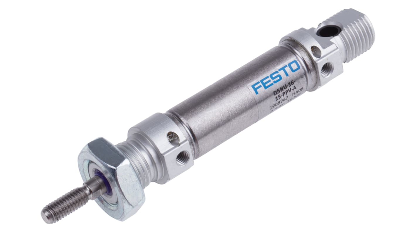 Festo Pneumatic Cylinder - 1908267, 16mm Bore, 15mm Stroke, DSNU Series, Double Acting