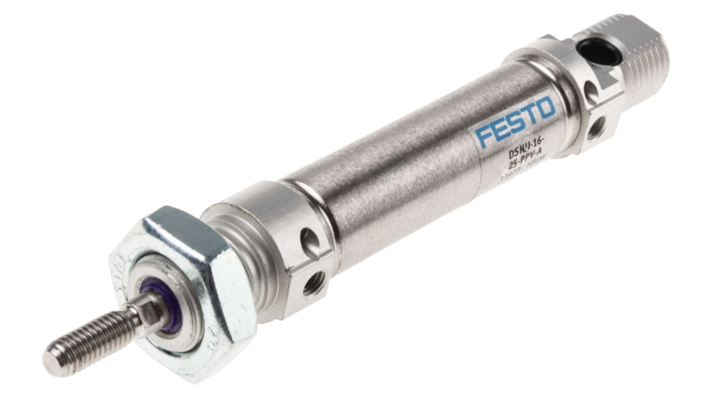 Festo Pneumatic Cylinder - 33973, 16mm Bore, 25mm Stroke, DSNU Series, Double Acting