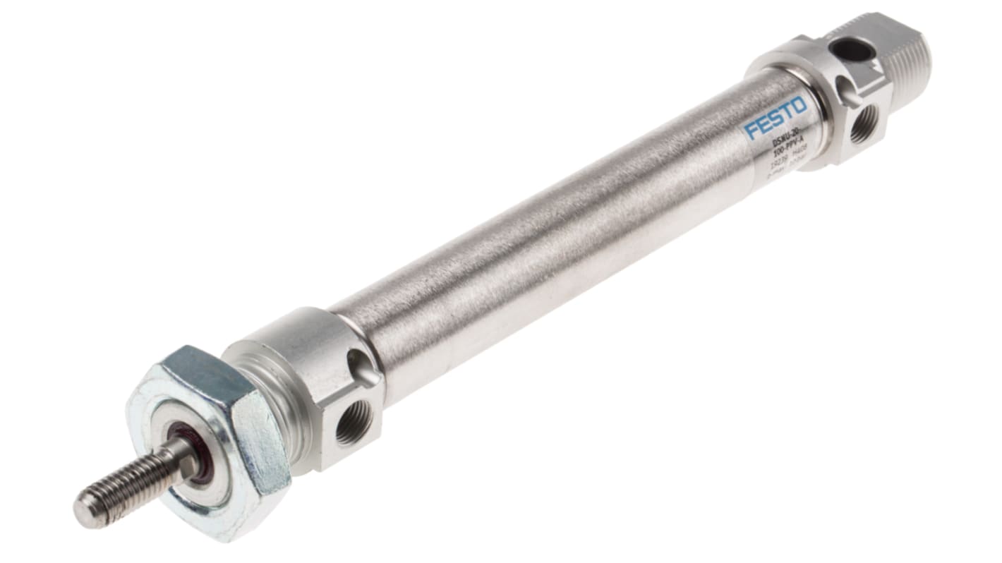 Festo Pneumatic Cylinder - 19239, 20mm Bore, 100mm Stroke, DSNU Series, Double Acting