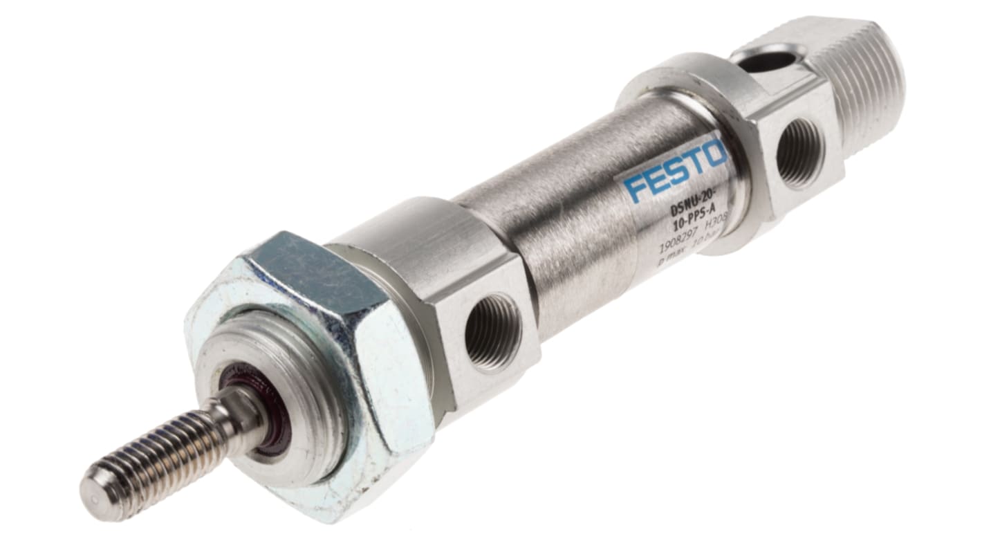 Festo Pneumatic Cylinder - 1908297, 20mm Bore, 10mm Stroke, DSNU Series, Double Acting