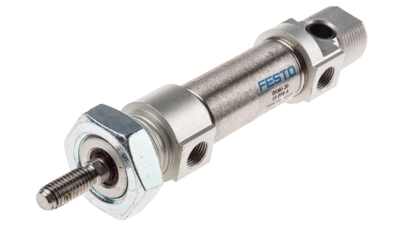 Festo Pneumatic Cylinder - 1908298, 20mm Bore, 15mm Stroke, DSNU Series, Double Acting