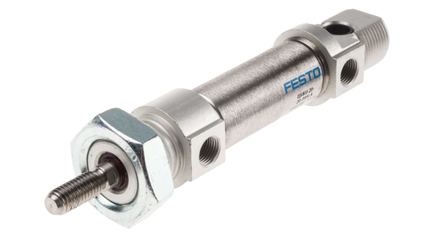 Festo Pneumatic Cylinder - 1908299, 20mm Bore, 20mm Stroke, DSNU Series, Double Acting