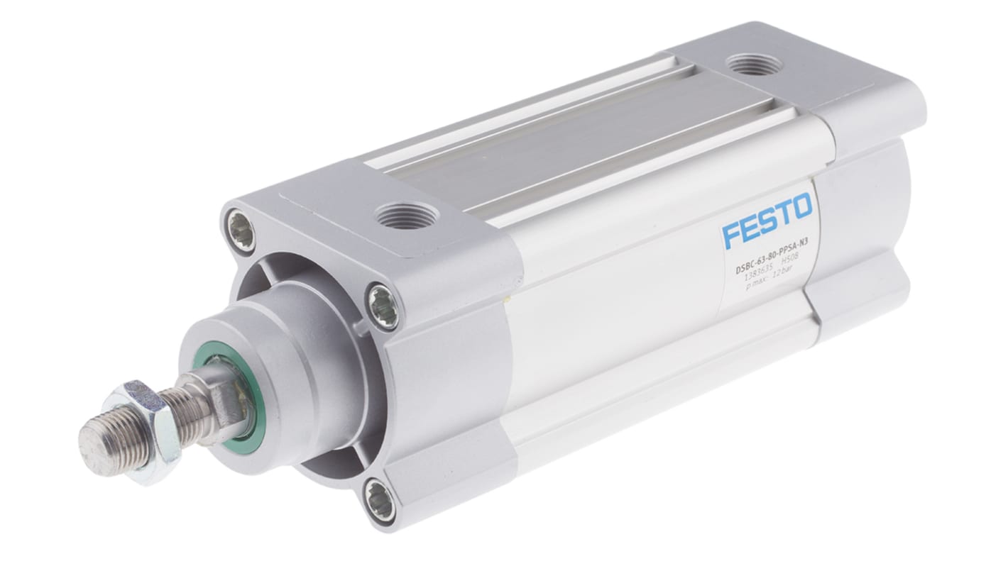 Cilindro pneumatico a stelo Festo DSBC 1383635, Doppio effetto, foro da 63mm, corsa 80mm, G 3/8, 12 bar max