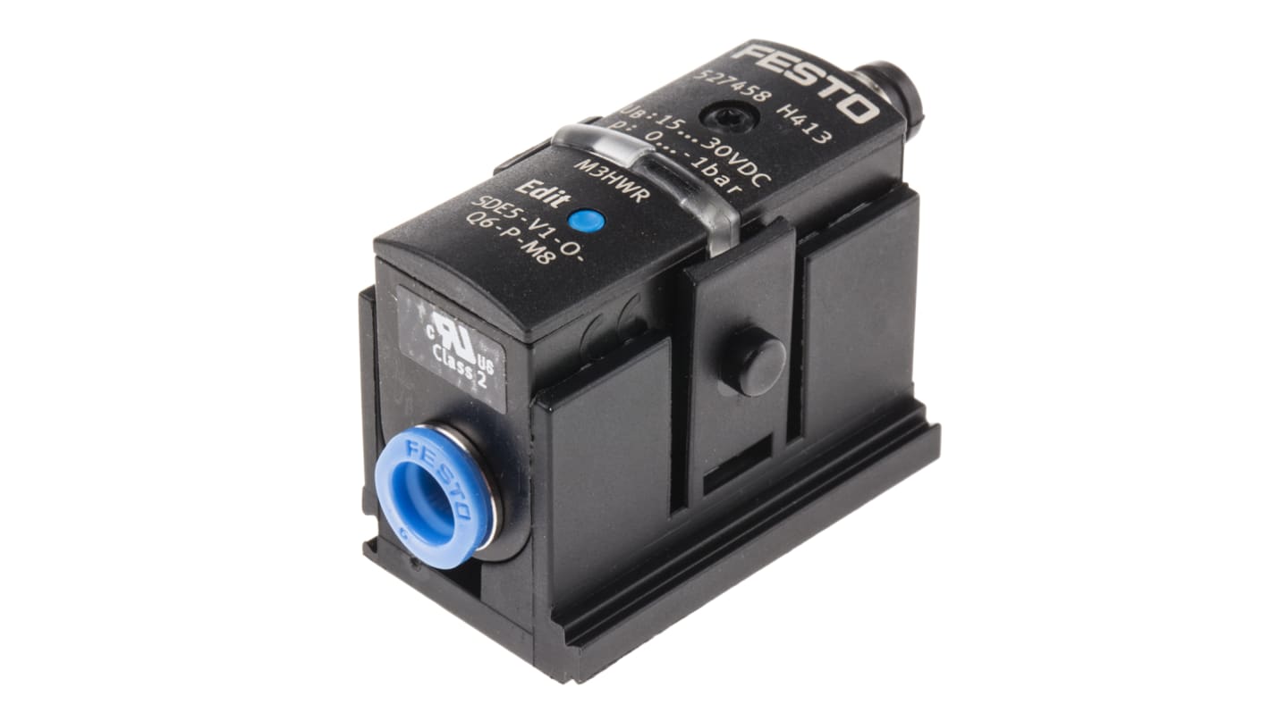 SDE5V1OQ6PM8 Festo Pressure Sensor, 15 to 30V dc, IP40 0bar RS
