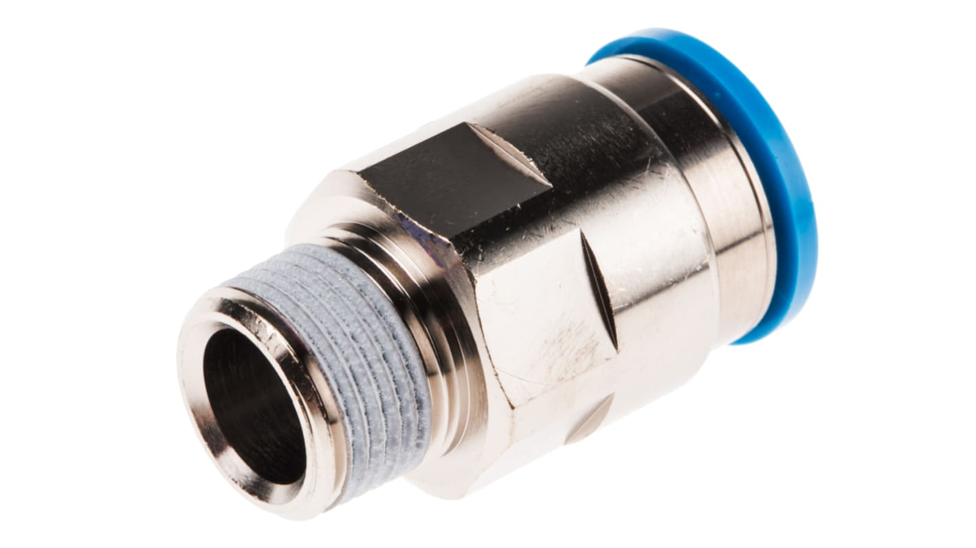 Festo QS Series Straight Threaded Adaptor, R 3/8 Male to Push In 16 mm, Threaded-to-Tube Connection Style, 164957