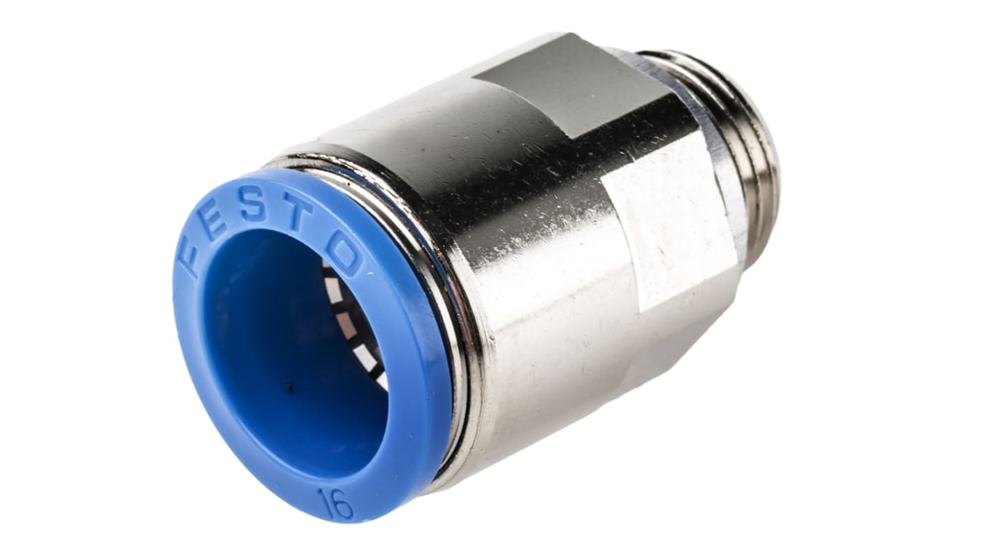 Festo QS Series Straight Threaded Adaptor, G 3/8 Male to Push In 16 mm, Threaded-to-Tube Connection Style, 186347