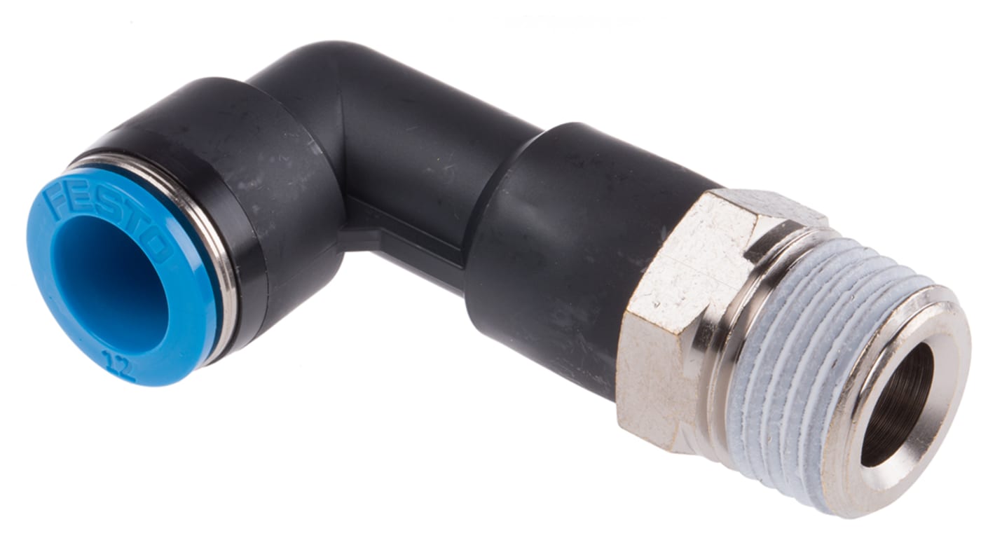 Adaptateur fileté coudé Festo QS vers Enfichable, 12 mm R 1/2 Mâle