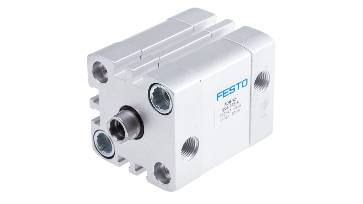 Festo Pneumatic Cylinder - 572647, 32mm Bore, 15mm Stroke, ADN Series, Double Acting