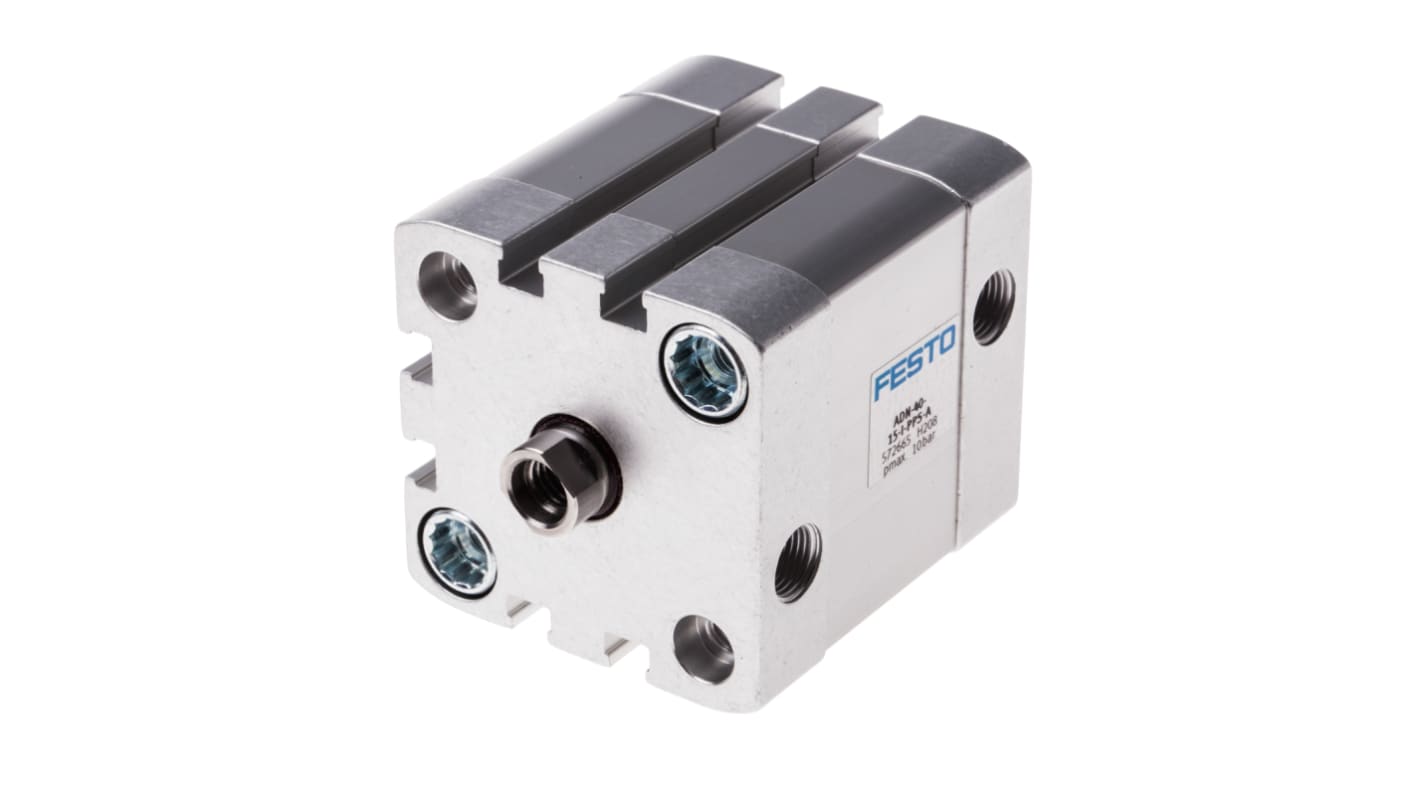 Festo Pneumatic Cylinder - 572665, 40mm Bore, 15mm Stroke, ADN Series, Double Acting