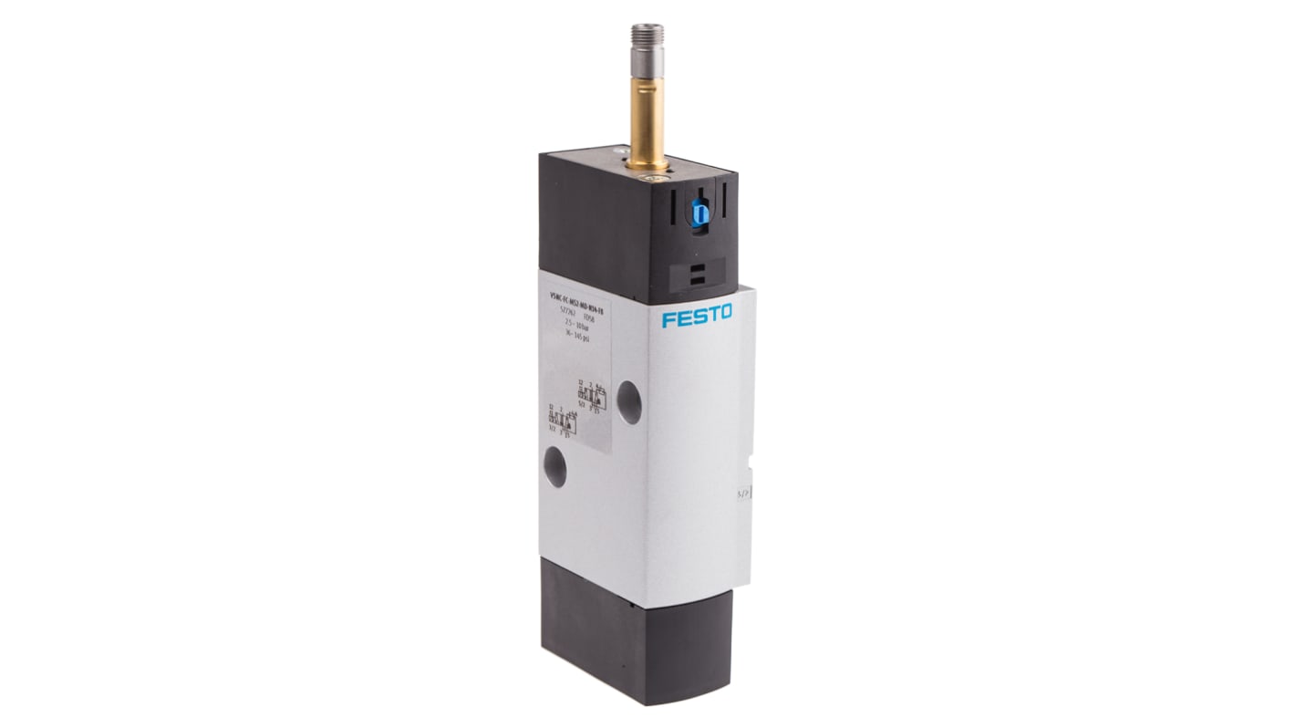 Elettrovalvole per pneumatica Festo, NPT 1/4, funzione 5/2, azionamento Solenoide/Molla, 24V cc