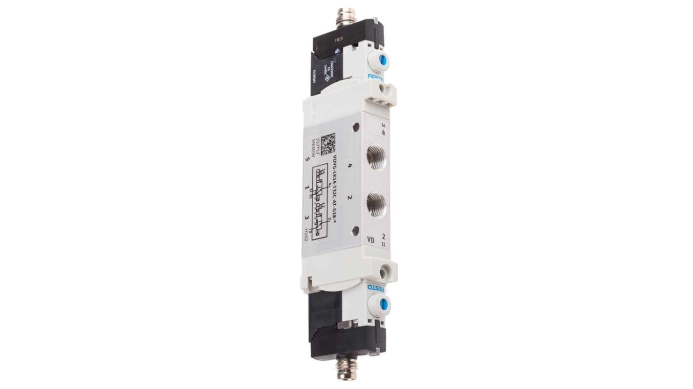 Válvula de solenoide Festo, Serie VUVG, Rosca G 1/8, Función 3/2, Solenoide/Resorte, En Línea, 570l/min