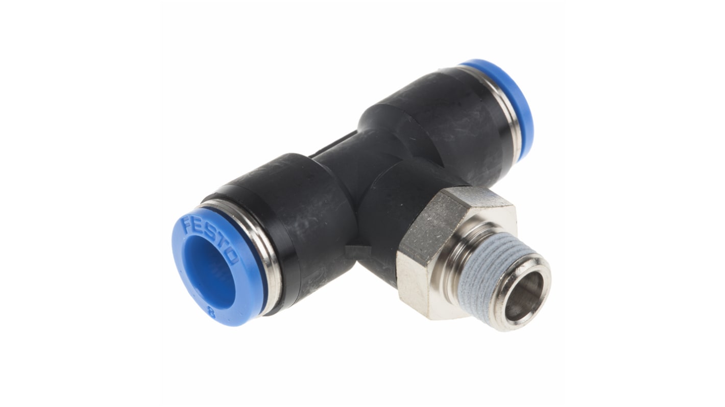 Festo QS Series Tee Threaded Adaptor, Push In 8 mm to Push In 8 mm, Threaded-to-Tube Connection Style, 153109