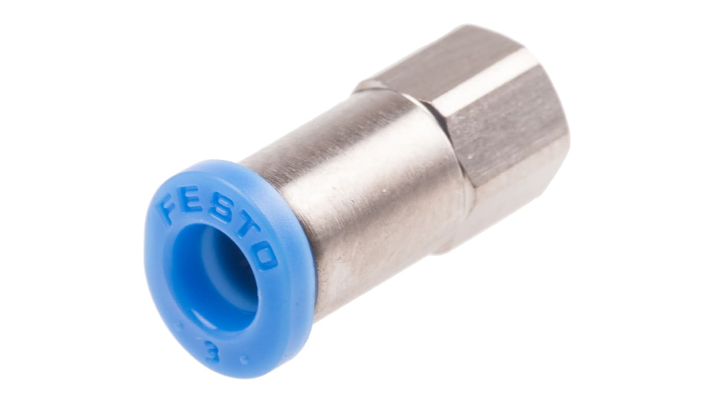 Festo QS Series Straight Threaded Adaptor, M3 Female to Push In 3 mm, Threaded-to-Tube Connection Style, 153308