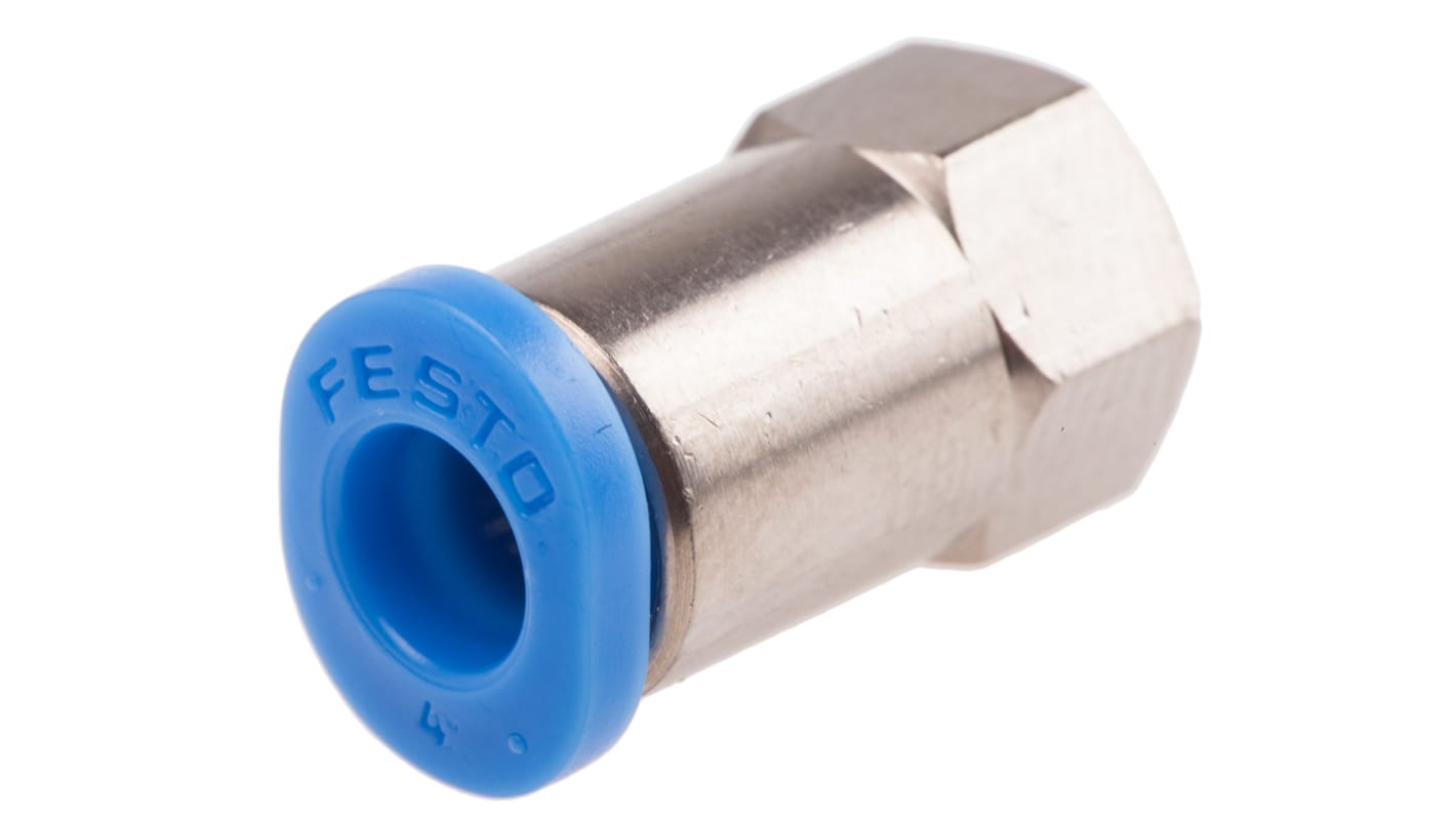 Festo QS Series Straight Threaded Adaptor, M3 Female to Push In 4 mm, Threaded-to-Tube Connection Style, 153310