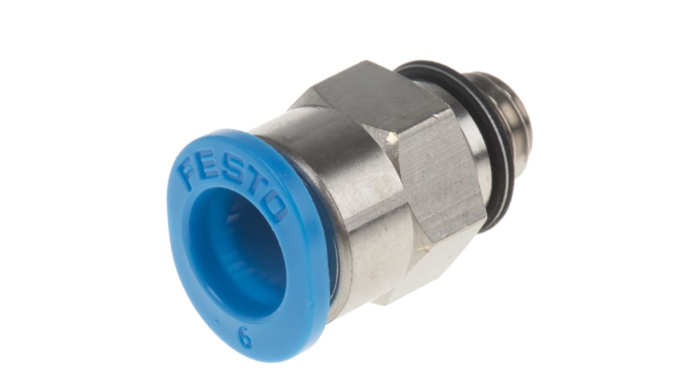 Festo QS Series Straight Threaded Adaptor, M6 Male to Push In 6 mm, Threaded-to-Tube Connection Style, 132600