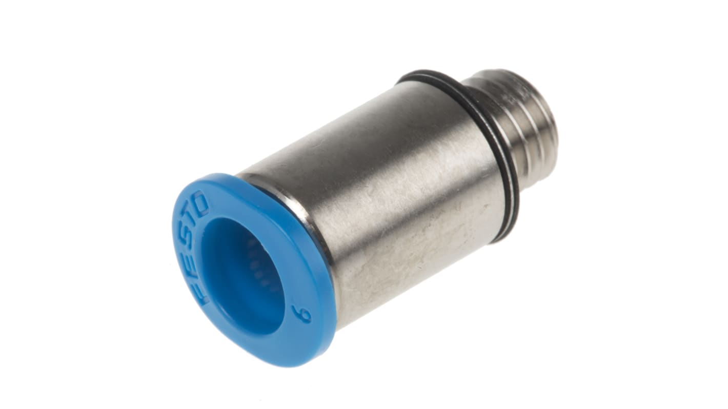 Festo QS Series Straight Threaded Adaptor, M7 Male to Push In 6 mm, Threaded-to-Tube Connection Style, 153321