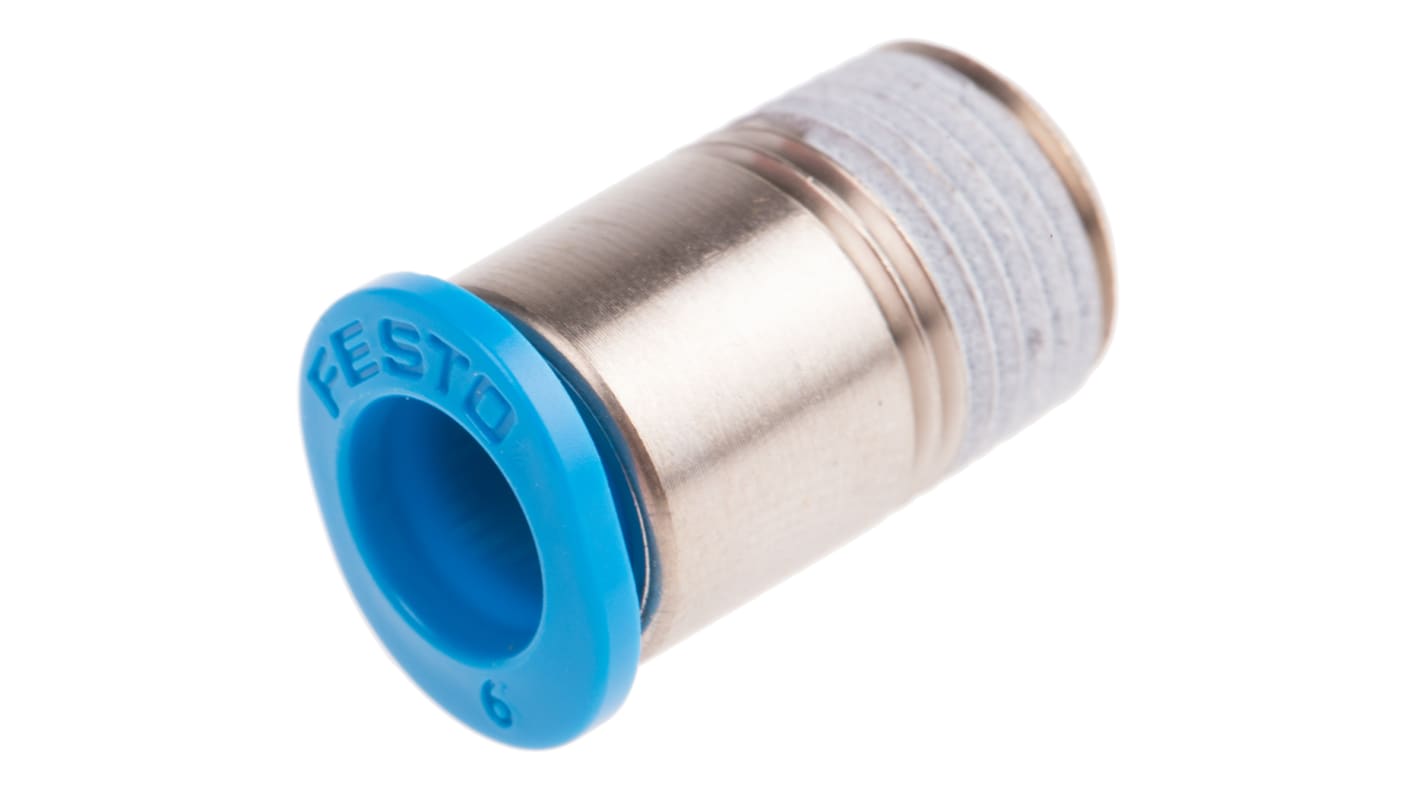 Festo QS Series Straight Threaded Adaptor, R 1/8 Male to Push In 6 mm, Threaded-to-Tube Connection Style, 153318