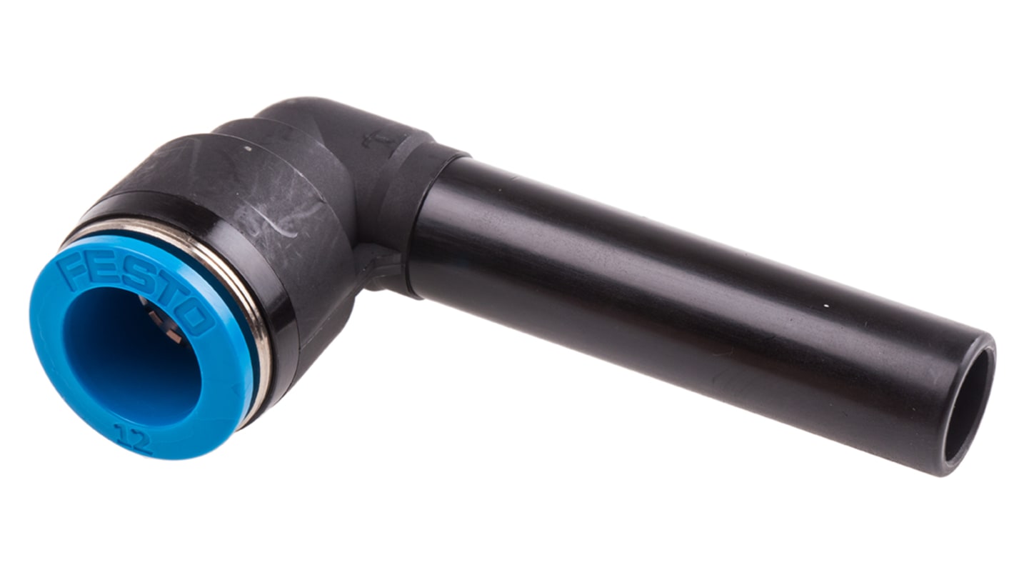 Racor neumático Festo QSL, Adaptador de tubo a tubo acodado, , con. A Encaje a presión, 12 mm, con. B Encaje a presión,