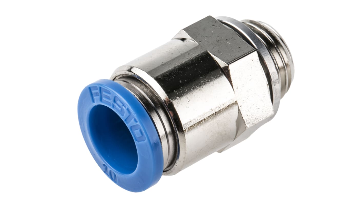 Festo QS Series Straight Threaded Adaptor, G 1/4 Male to Push In 10 mm, Threaded-to-Tube Connection Style, 186101